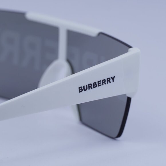 Burberry BE4291 3007/H Sunglasses White Shield Frame, Grey Tampo Burberry Lenses - Picture 3 of 12